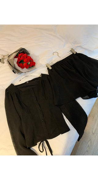 Ripen Sheer Chiffon All-Elastic Waist High-Waisted Flare Shorts Wedding Guest Look
