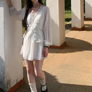 Ripen Sheer Chiffon All-Elastic Waist High-Waisted Flare Shorts Wedding Guest Look