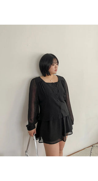 Ripen Sheer Chiffon All-Elastic Waist High-Waisted Flare Shorts Wedding Guest Look