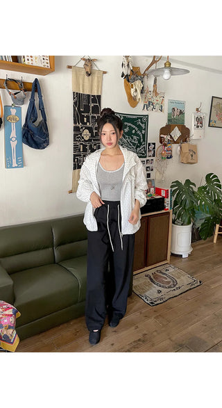 Little Dot Frill Sheer Chiffon Hooded Two-Way Windbreaker Jacket