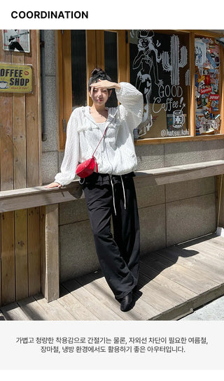 Little Dot Frill Sheer Chiffon Hooded Two-Way Windbreaker Jacket