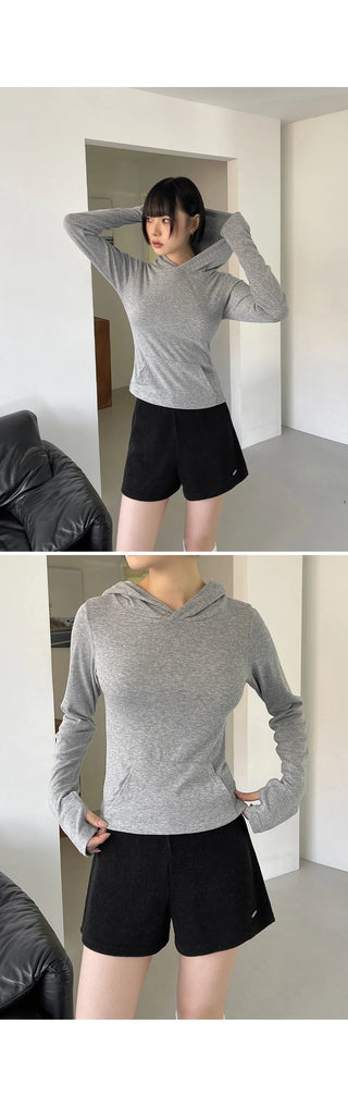Marin Ribbed Knit Pendant High-Waisted Elastic Shorts