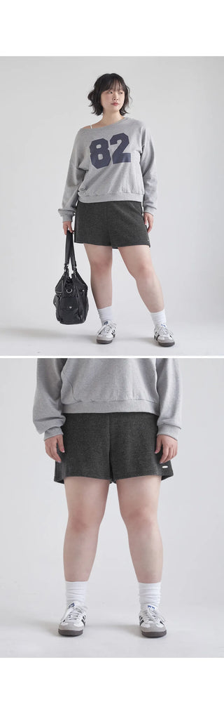 Marin Ribbed Knit Pendant High-Waisted Elastic Shorts
