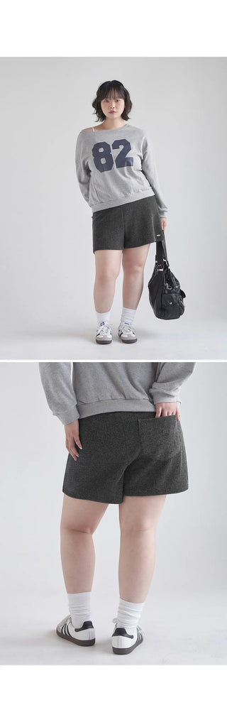 Marin Ribbed Knit Pendant High-Waisted Elastic Shorts