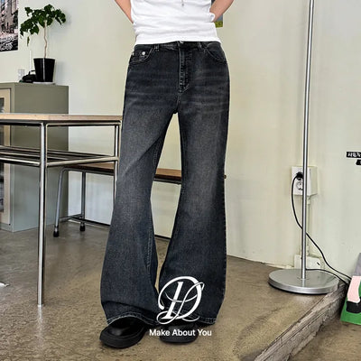 Dipel Hidden Elastic Waist Semi Bootcut Washed Denim Pants Jeans