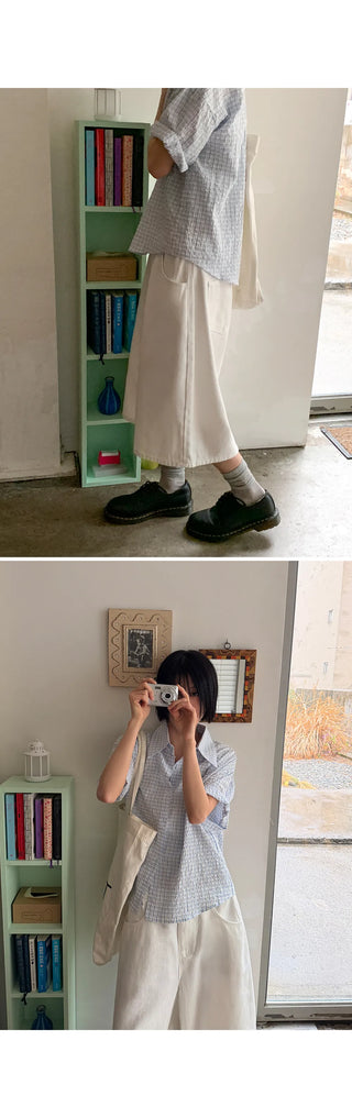 Levin Length  Cotton Tab Hidden Elastic Waist Wide Bermuda Half Pants Cotton Shorts