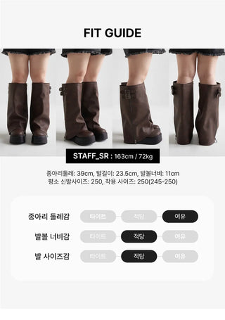 Tsukebit Folding Zipper Double Buckle Strap Warmer Platform Long Boots