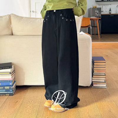 Can's Cotton Eyelet Back Elastic Wide Pants Cotton Trousers