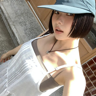 Irene Punched Lace Cotton Layered Bustier Strap Sleeveless Tiered Dress