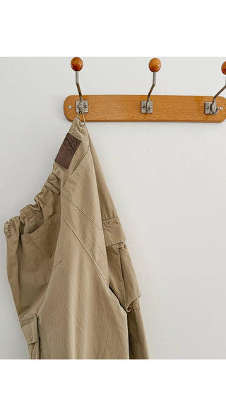 Keon Cotton Adjustable Waist Strap Two-Way Drawstring Jogger Wide Cargo Pants Cotton Trousers