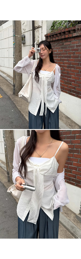 Tennichen Tie Strap Bustier Sleeveless Blouse