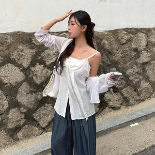 Tennichen Tie Strap Bustier Sleeveless Blouse
