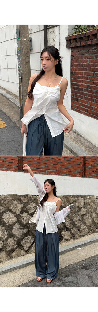 Tennichen Tie Strap Bustier Sleeveless Blouse
