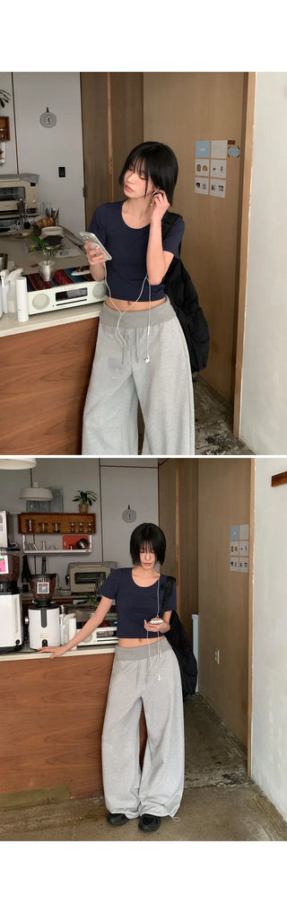Pekin Premium Double-Sided Folding Two-Way String Jogger Wide Pants