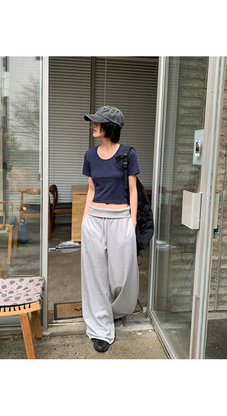 Pekin Premium Double-Sided Folding Two-Way String Jogger Wide Pants