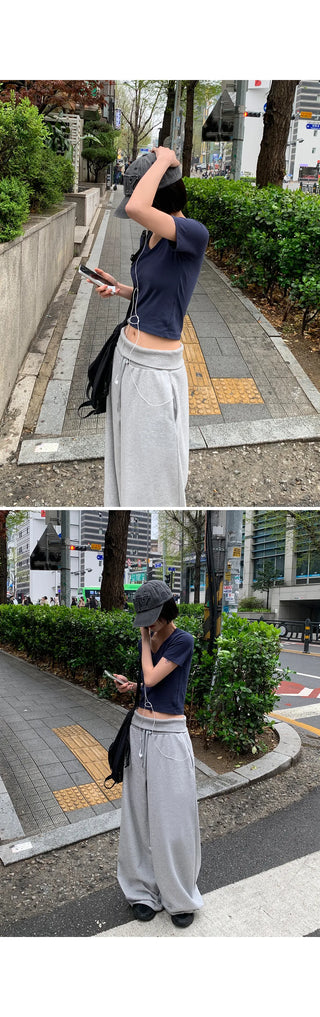 Pekin Premium Double-Sided Folding Two-Way String Jogger Wide Pants