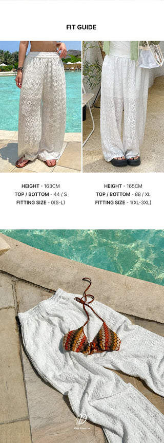Romans Flower Punching Wide Elastic Waist Pants Resort Look