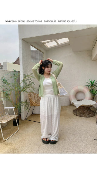 Romans Flower Punching Wide Elastic Waist Pants Resort Look