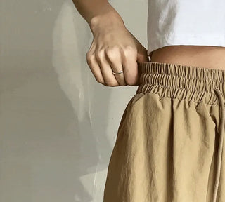 Six Rivet Out Pocket Carpenter Nylon Bermuda Elastic Waist Shorts Unisex Knee-length Shorts