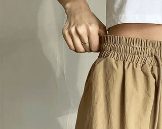 Six Rivet Out Pocket Carpenter Nylon Bermuda Elastic Waist Shorts Unisex Knee-length Shorts