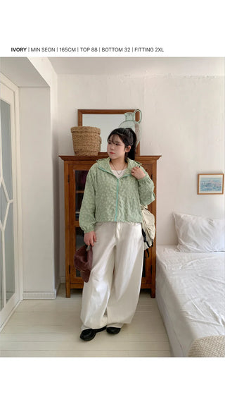 Tsumidep Cotton Curved Stitch Wide Pants Cotton Trousers