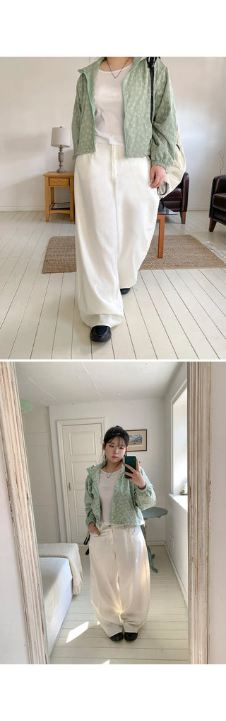 Tsumidep Cotton Curved Stitch Wide Pants Cotton Trousers