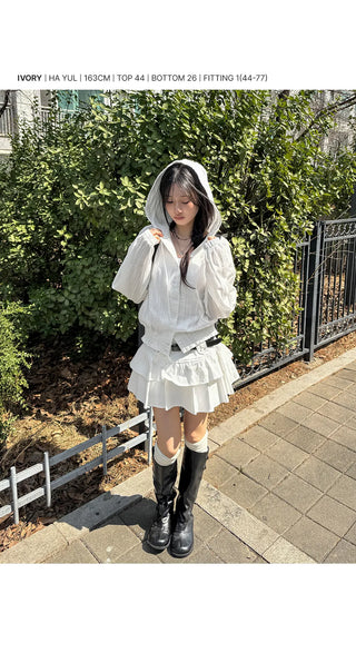 Lorard Jacquard Lace Oversized Hooded Cotton Windbreaker Shirt Jacket