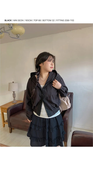 Lorard Jacquard Lace Oversized Hooded Cotton Windbreaker Shirt Jacket