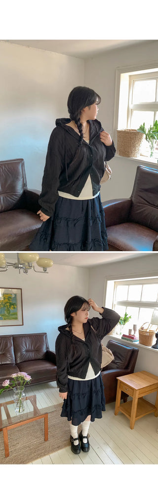 Lorard Jacquard Lace Oversized Hooded Cotton Windbreaker Shirt Jacket