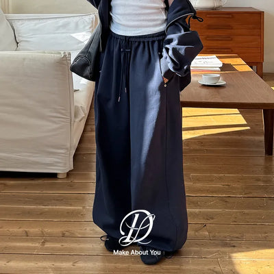 Maen Special Double-Sided Cut Rivet Two-Way String Jogger Wide Training Elastic Waist Pants