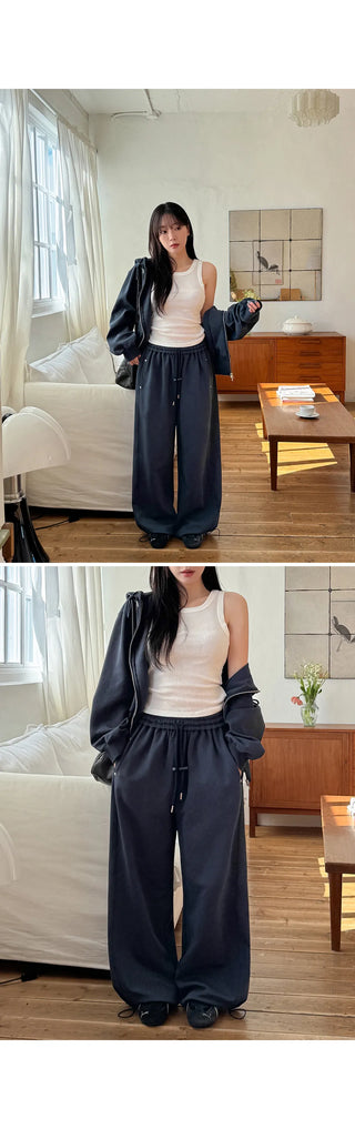 Maen Special Double-Sided Cut Rivet Two-Way String Jogger Wide Training Elastic Waist Pants