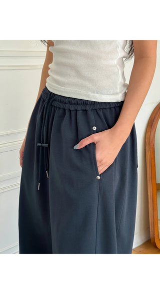 Maen Special Double-Sided Cut Rivet Two-Way String Jogger Wide Training Elastic Waist Pants