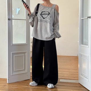Maen Special Double-Sided Cut Rivet Two-Way String Jogger Wide Training Elastic Waist Pants