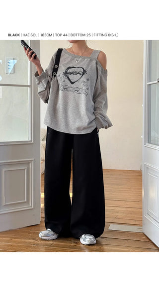 Maen Special Double-Sided Cut Rivet Two-Way String Jogger Wide Training Elastic Waist Pants