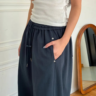 Maen Special Double-Sided Cut Rivet Two-Way String Jogger Wide Training Elastic Waist Pants