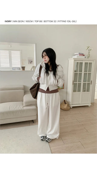 Maen Special Double-Sided Cut Rivet Two-Way String Jogger Wide Training Elastic Waist Pants