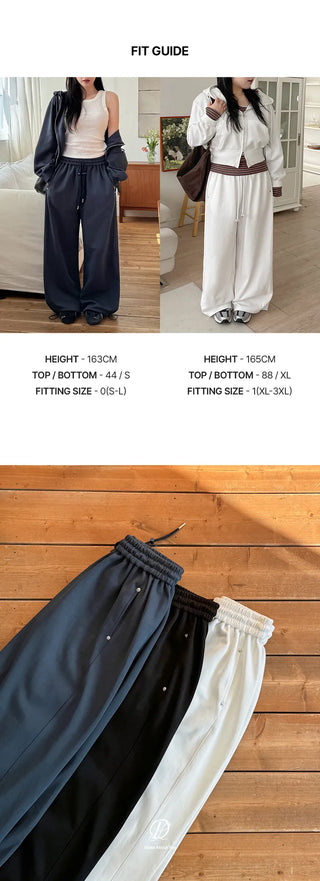 Maen Special Double-Sided Cut Rivet Two-Way String Jogger Wide Training Elastic Waist Pants