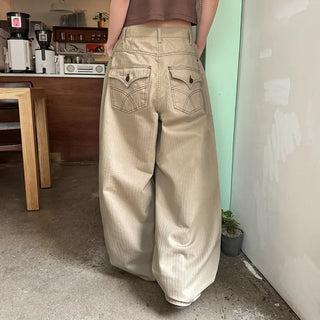 Pinsew Balloon Fit Stitch Stripe Wide Pants