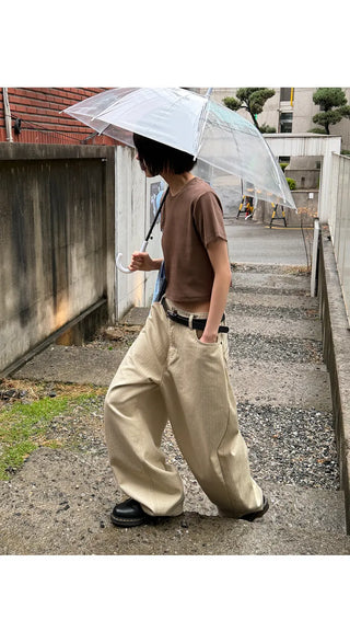 Pinsew Balloon Fit Stitch Stripe Wide Pants