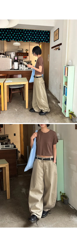 Pinsew Balloon Fit Stitch Stripe Wide Pants