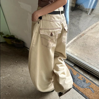 Pinsew Balloon Fit Stitch Stripe Wide Pants