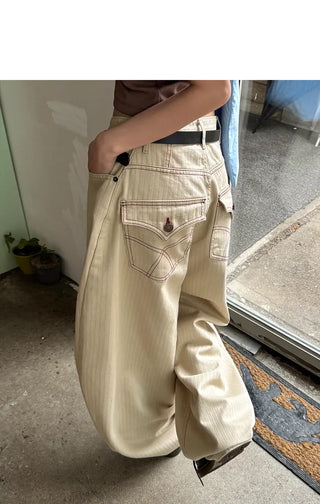 Pinsew Balloon Fit Stitch Stripe Wide Pants