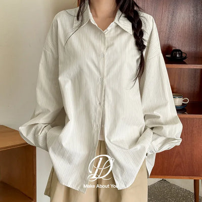 Arming Stripe Oversized Long Sleeve Shirt Unisex Shirt