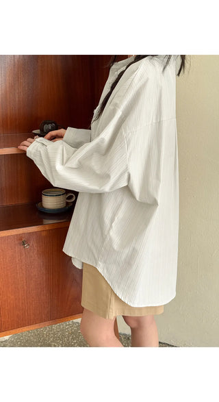 Arming Stripe Oversized Long Sleeve Shirt Unisex Shirt