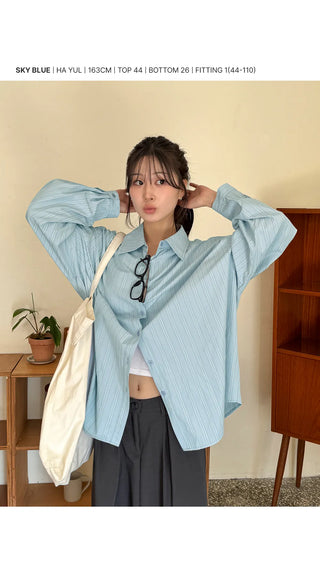 Arming Stripe Oversized Long Sleeve Shirt Unisex Shirt