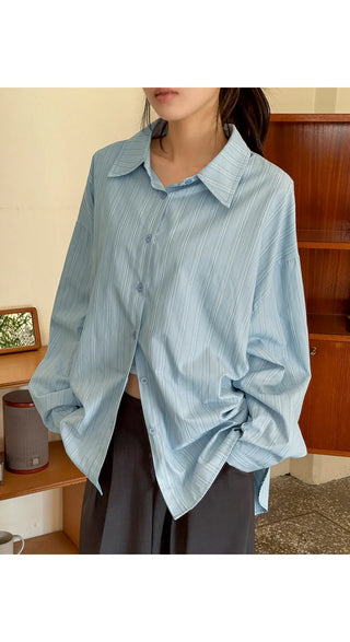 Arming Stripe Oversized Long Sleeve Shirt Unisex Shirt