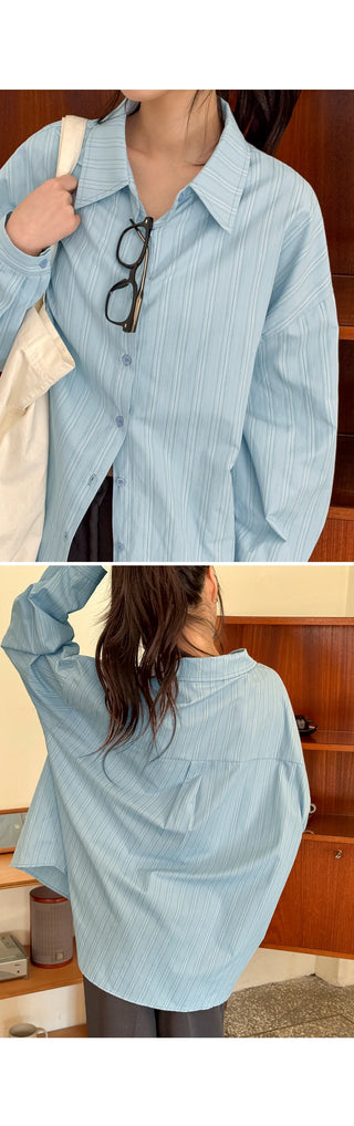 Arming Stripe Oversized Long Sleeve Shirt Unisex Shirt