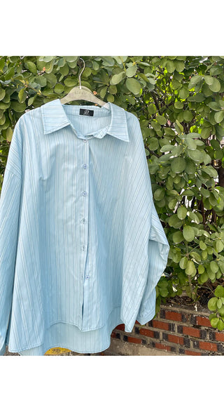 Arming Stripe Oversized Long Sleeve Shirt Unisex Shirt