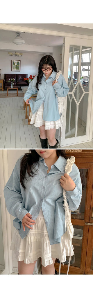 Arming Stripe Oversized Long Sleeve Shirt Unisex Shirt