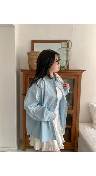 Arming Stripe Oversized Long Sleeve Shirt Unisex Shirt
